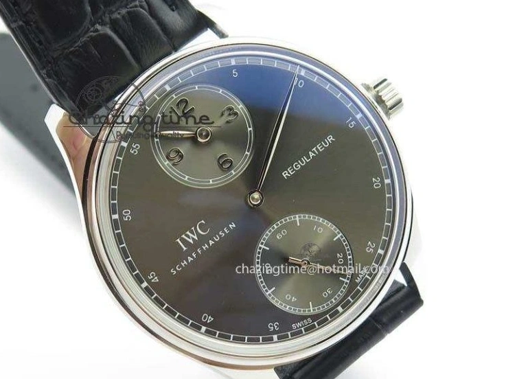 MIROTIME 0407 Portuguese IW544404 SS Gray Dial On Black Leather Strap A Practical 7259